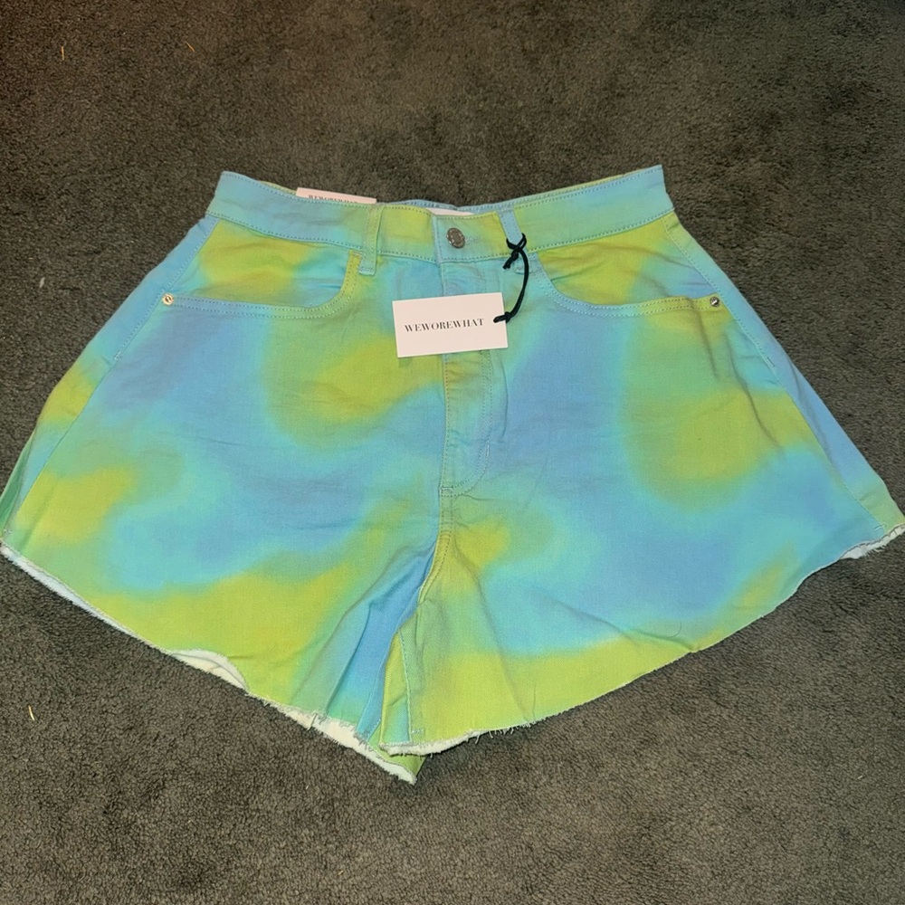 WeWoreWhat Blue and Green Jean Shorts Relaxed Fit